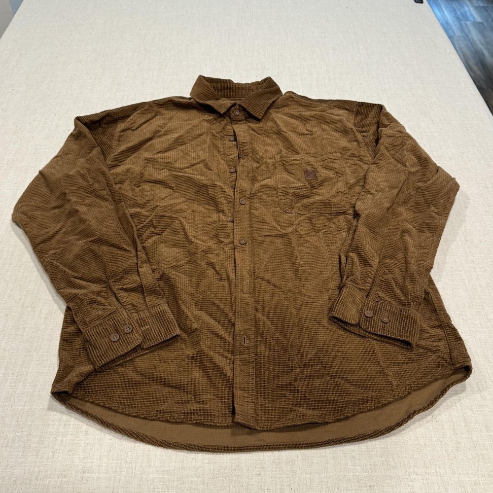 Brixton Shirt Mens XL Brown Corduroy Button Up Long Sleeve Relaxed Fit